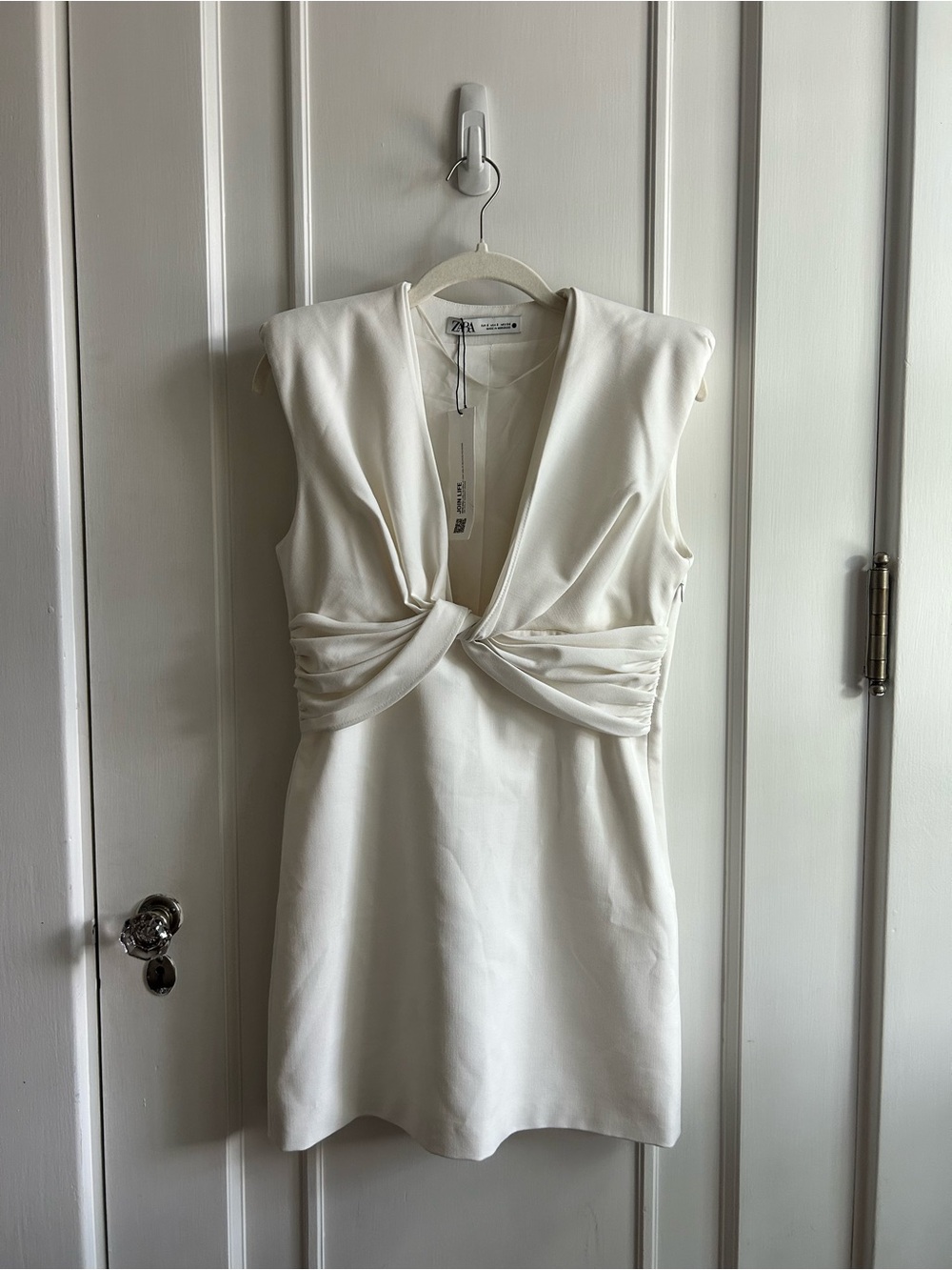Zara Cream Knot-Front Mini Dress